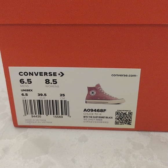 Converse Chuck 70 Hi Size Mens 6.5 / Women's 8.5 Color: Bite The Dust New In Box - Picture 2 of 3